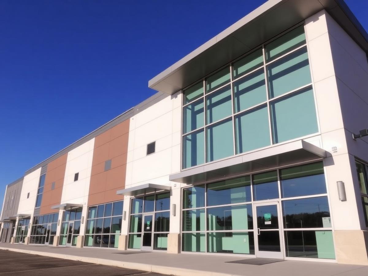 Office building with full-height glazing